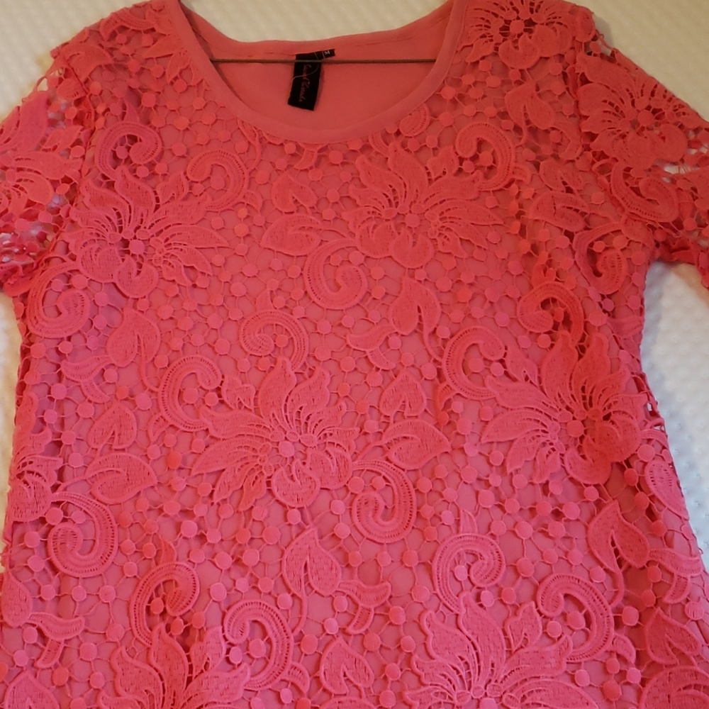 Coral dress.